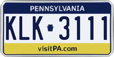 PA license plate KLK3111
