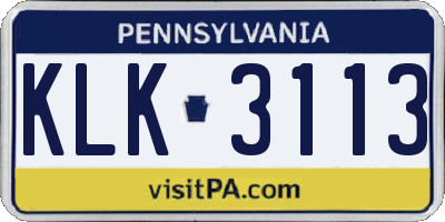 PA license plate KLK3113