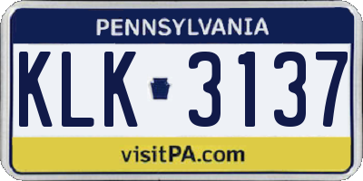PA license plate KLK3137
