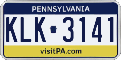 PA license plate KLK3141