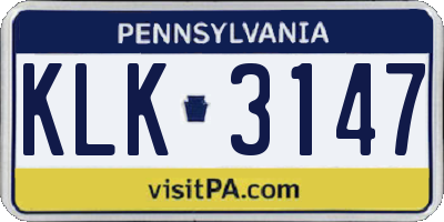 PA license plate KLK3147