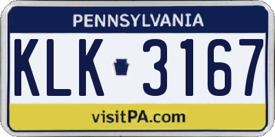 PA license plate KLK3167