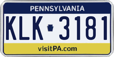 PA license plate KLK3181