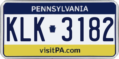 PA license plate KLK3182
