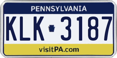 PA license plate KLK3187