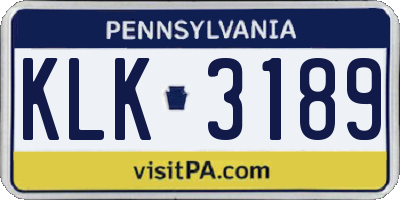 PA license plate KLK3189