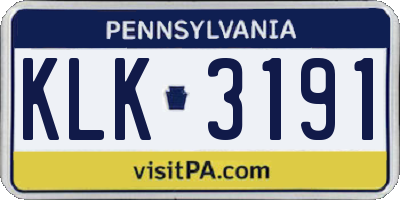 PA license plate KLK3191