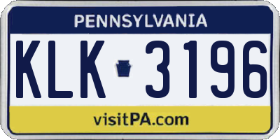 PA license plate KLK3196