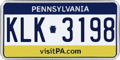 PA license plate KLK3198