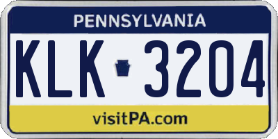 PA license plate KLK3204