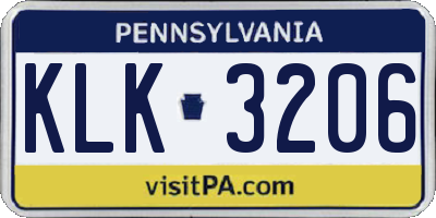 PA license plate KLK3206
