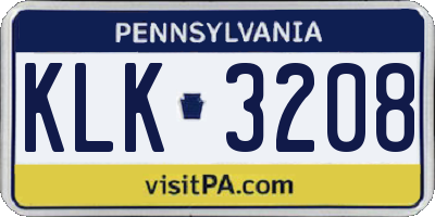 PA license plate KLK3208