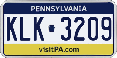 PA license plate KLK3209