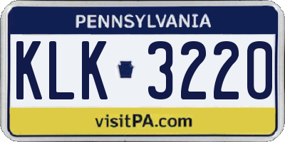 PA license plate KLK3220