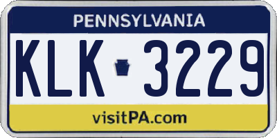 PA license plate KLK3229