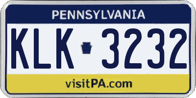 PA license plate KLK3232