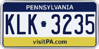 PA license plate KLK3235