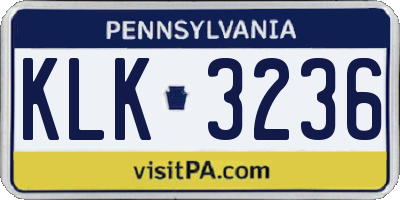 PA license plate KLK3236