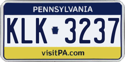 PA license plate KLK3237