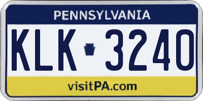 PA license plate KLK3240