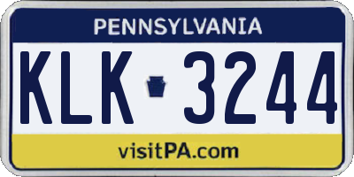 PA license plate KLK3244