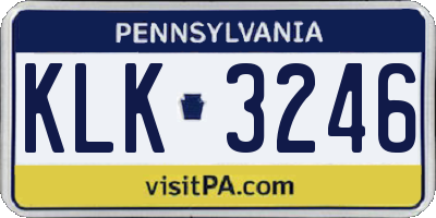 PA license plate KLK3246