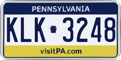 PA license plate KLK3248