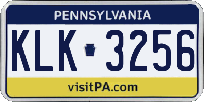 PA license plate KLK3256