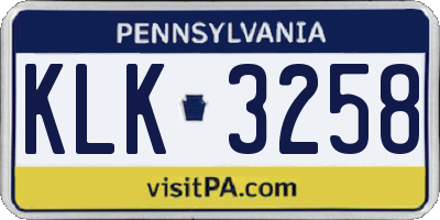 PA license plate KLK3258
