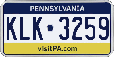 PA license plate KLK3259