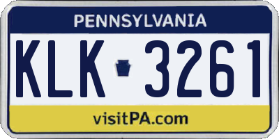 PA license plate KLK3261