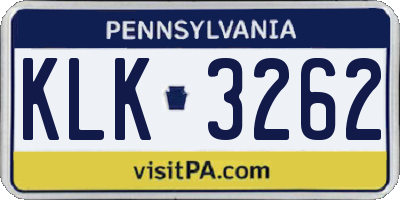 PA license plate KLK3262