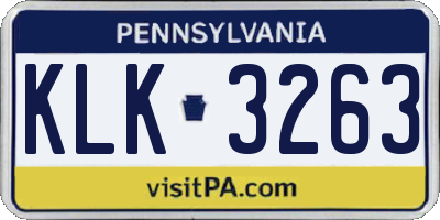 PA license plate KLK3263