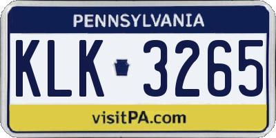 PA license plate KLK3265