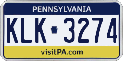 PA license plate KLK3274