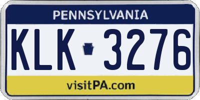 PA license plate KLK3276