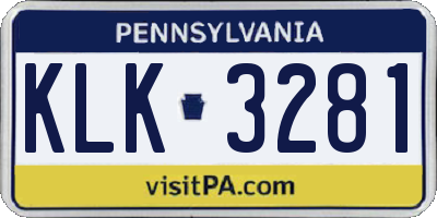 PA license plate KLK3281