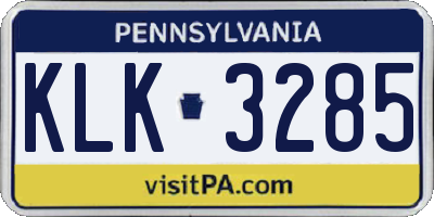 PA license plate KLK3285