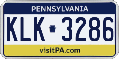 PA license plate KLK3286