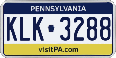 PA license plate KLK3288