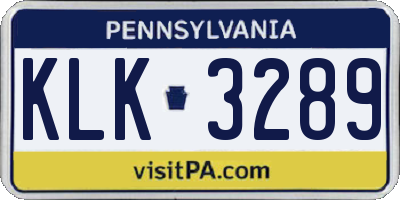 PA license plate KLK3289