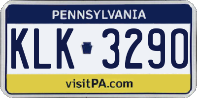 PA license plate KLK3290