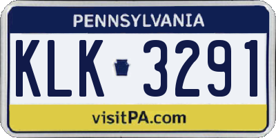 PA license plate KLK3291