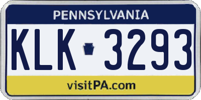 PA license plate KLK3293