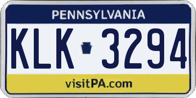 PA license plate KLK3294