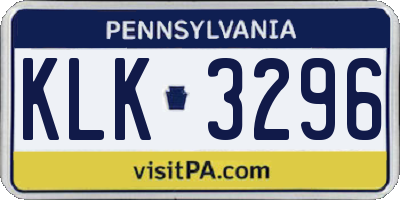 PA license plate KLK3296