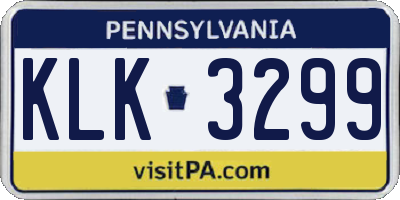 PA license plate KLK3299