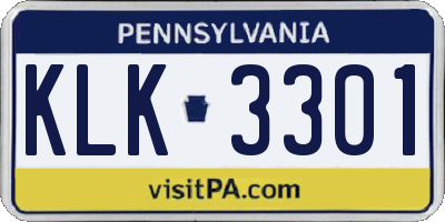 PA license plate KLK3301
