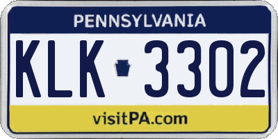 PA license plate KLK3302