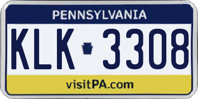 PA license plate KLK3308